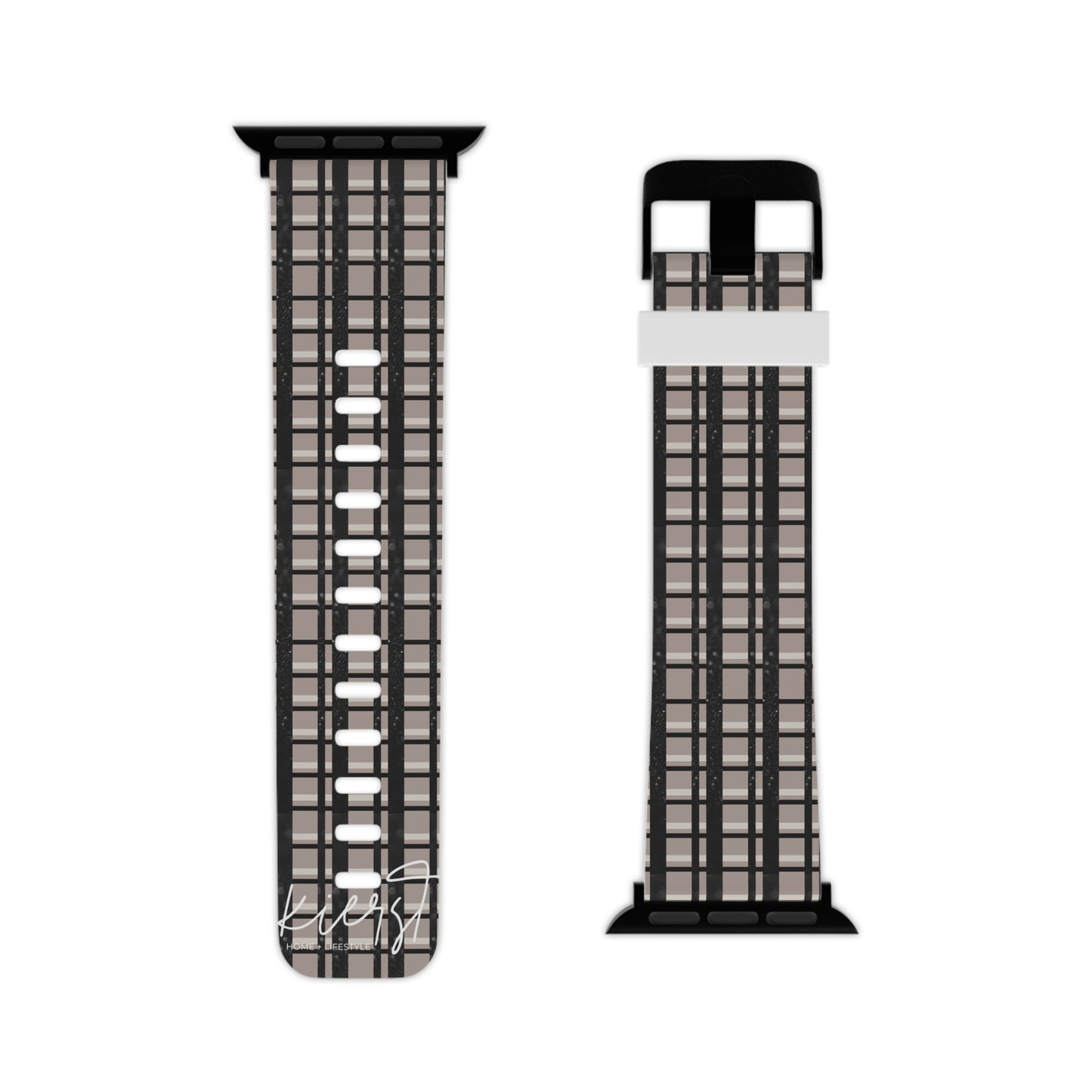 Tan + Black Glitter Plaid Apple Watch Band – Modern Classic, Bold Contrast