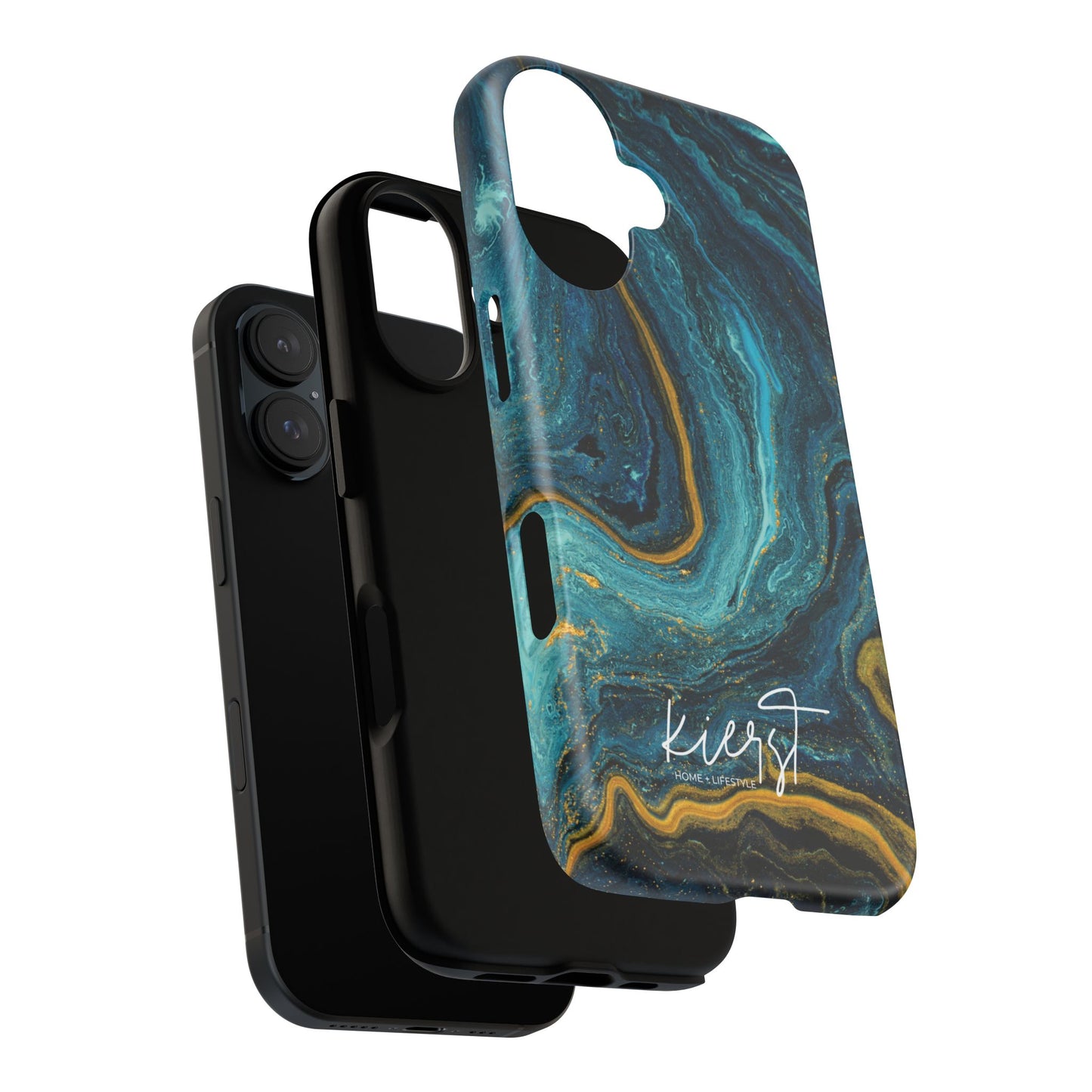 Gold & Teal Marble iPhone Case | Swirled Boldness, Everyday Luxury