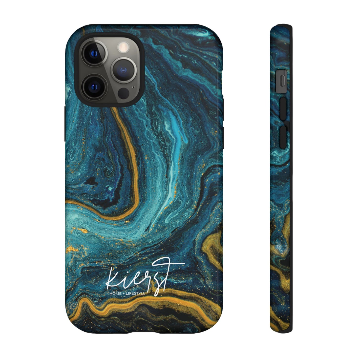 Gold & Teal Marble iPhone Case | Swirled Boldness, Everyday Luxury