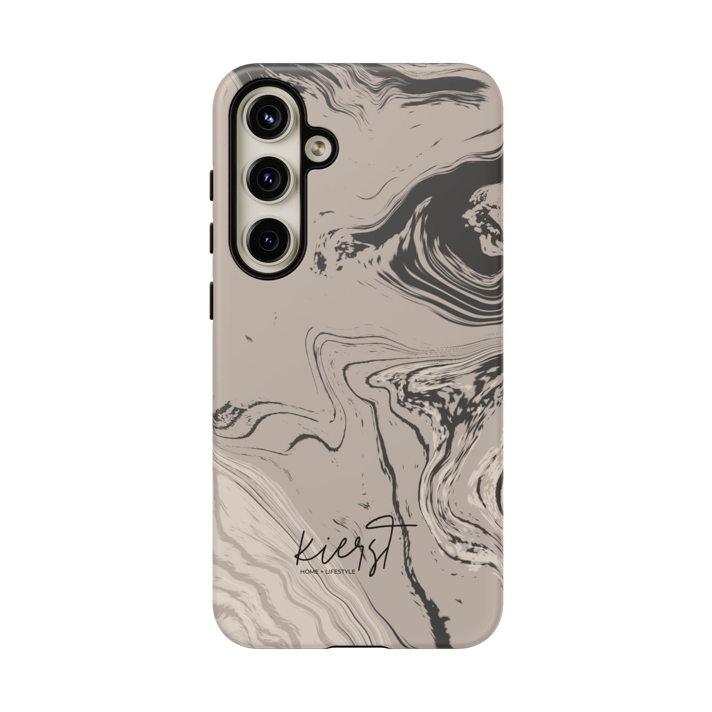 Cream, Grey, and Taupe Marble Samsung Galaxy Phone Case | Rich Swirls, Neutral Motion
