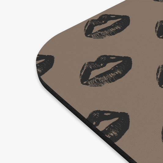 Black Lips on Mocha Mouse Pad | Bold Meets Sophistication