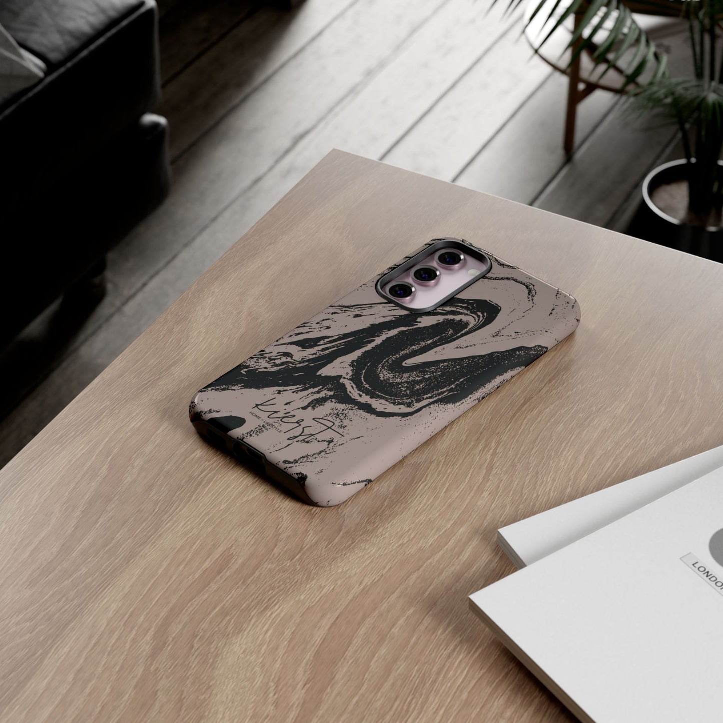 Taupe and Black Marble Samsung Galaxy Phone Case | Sleek, Durable Protection - Edgy, Modern Design