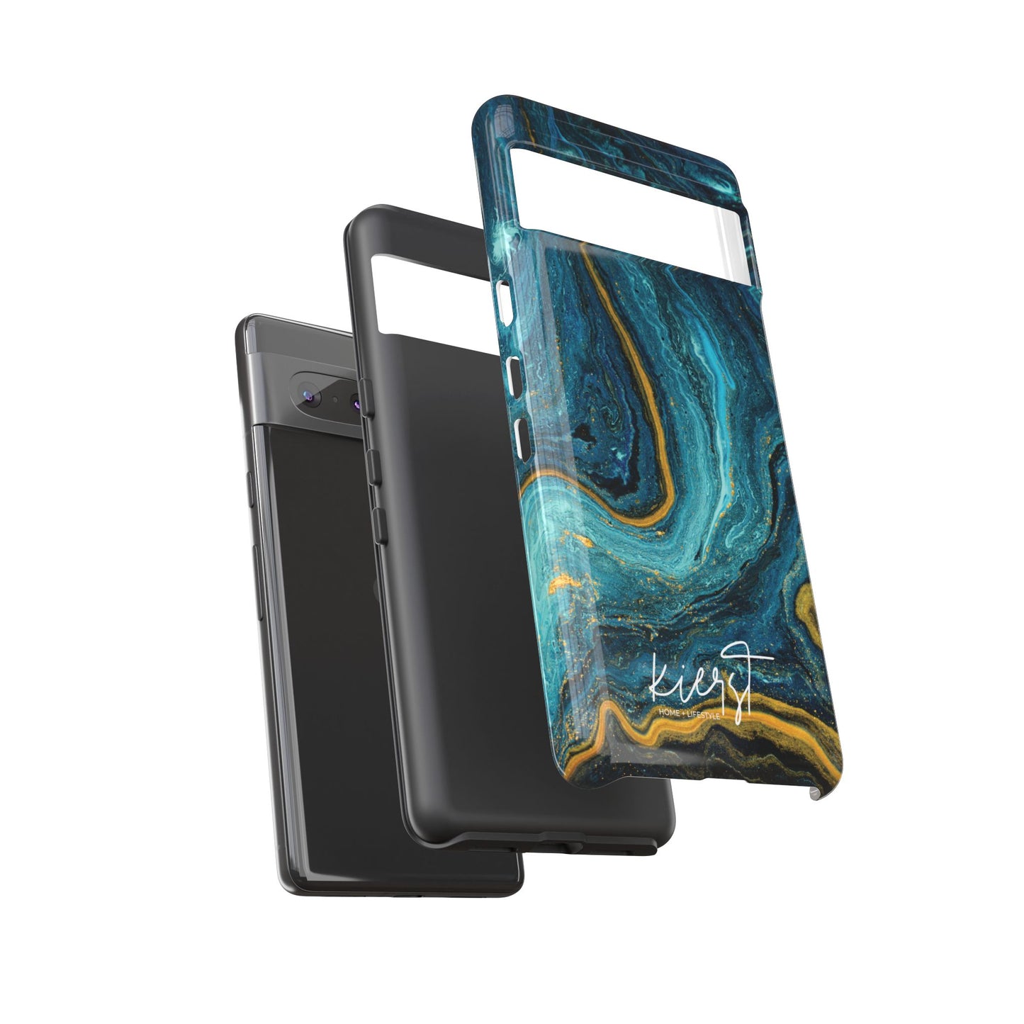 Gold & Teal Marble Google Pixel Case | A Bold Blend of Color & Contrast
