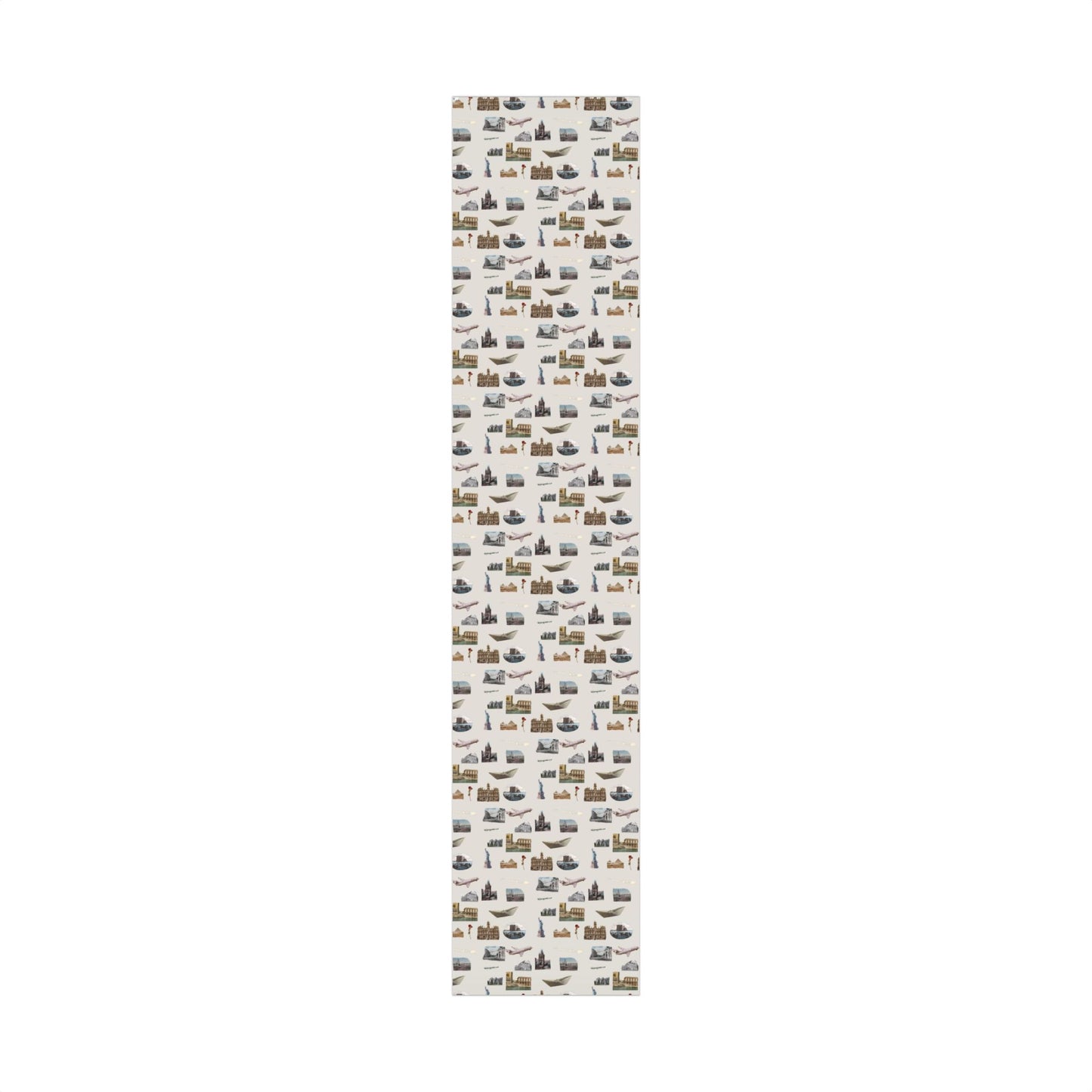 Stamped in Time Gift Wrapping Paper – Vintage Architecture & Travel Collage on Bone