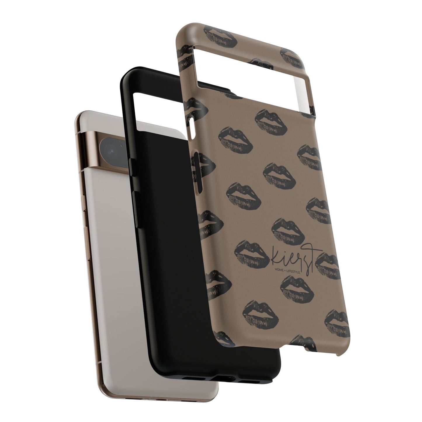 Black Lips on Mocha Google Pixel Phone Case | Soft Edge, Bold Energy