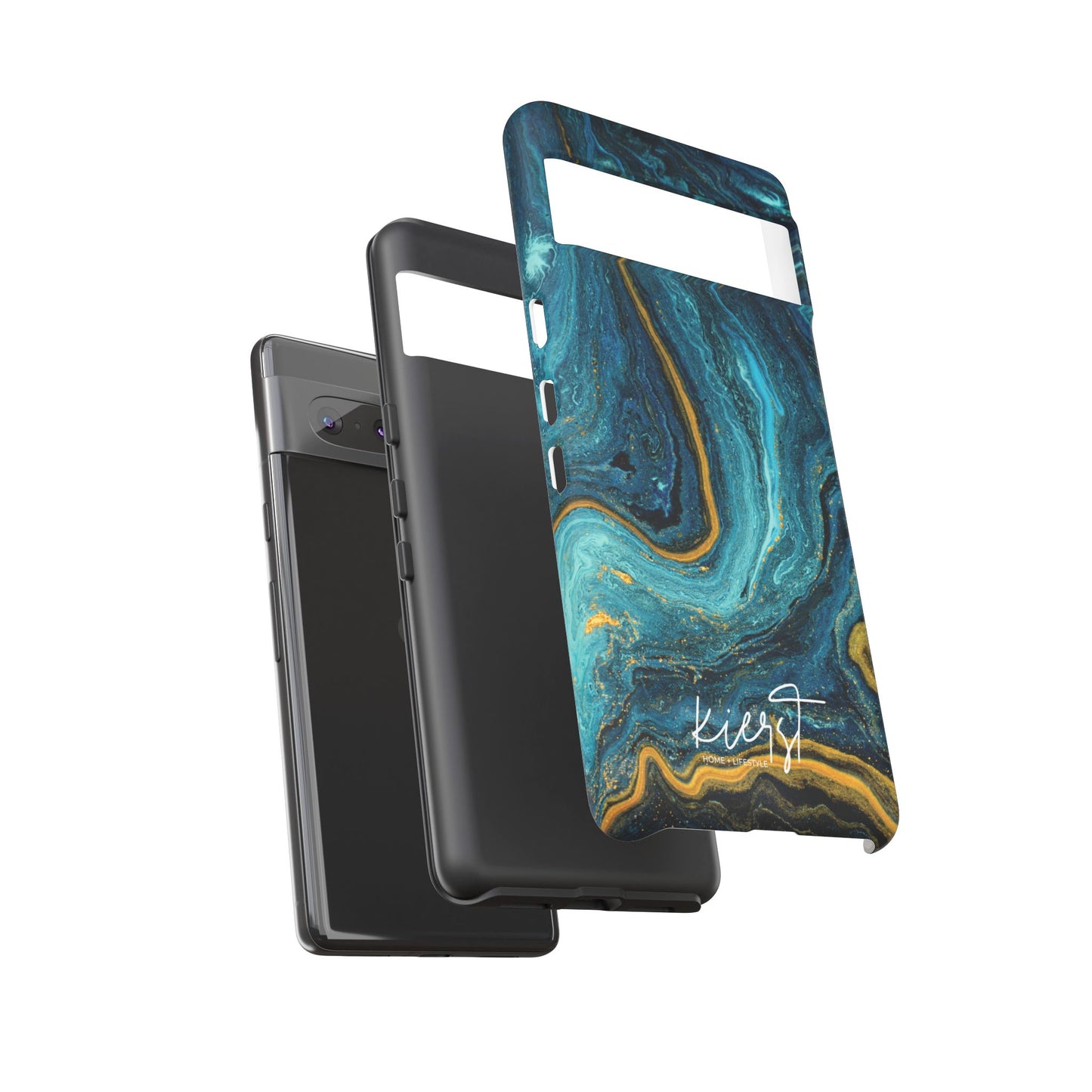 Gold & Teal Marble Google Pixel Case | A Bold Blend of Color & Contrast
