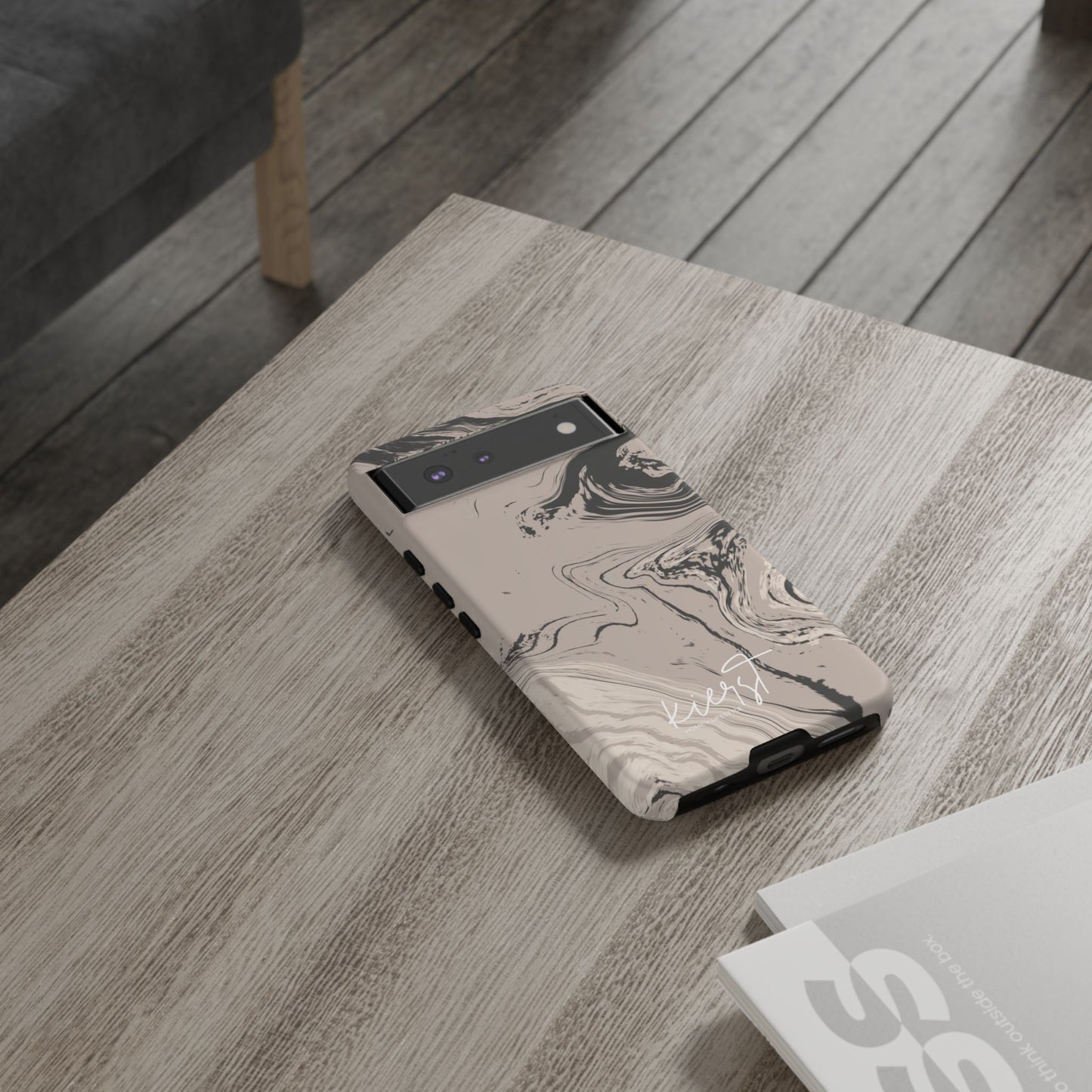 Cream, Grey, and Taupe Marble Google Pixel Case | Grounded Neutrals, Expressive Detail