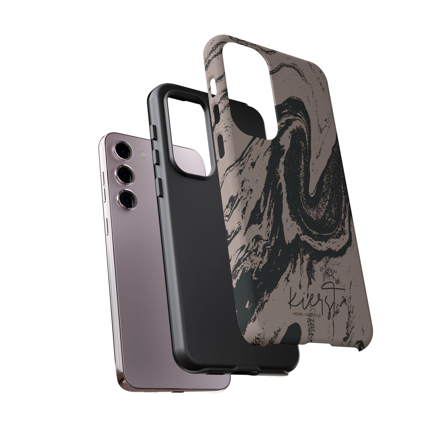 Taupe and Black Marble Samsung Galaxy Phone Case | Sleek, Durable Protection - Edgy, Modern Design