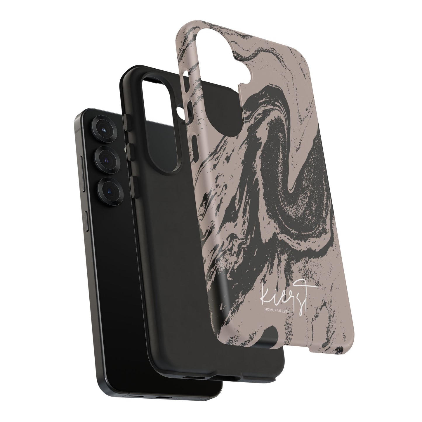 Black Marble on Taupe Samsung Galaxy Phone Case