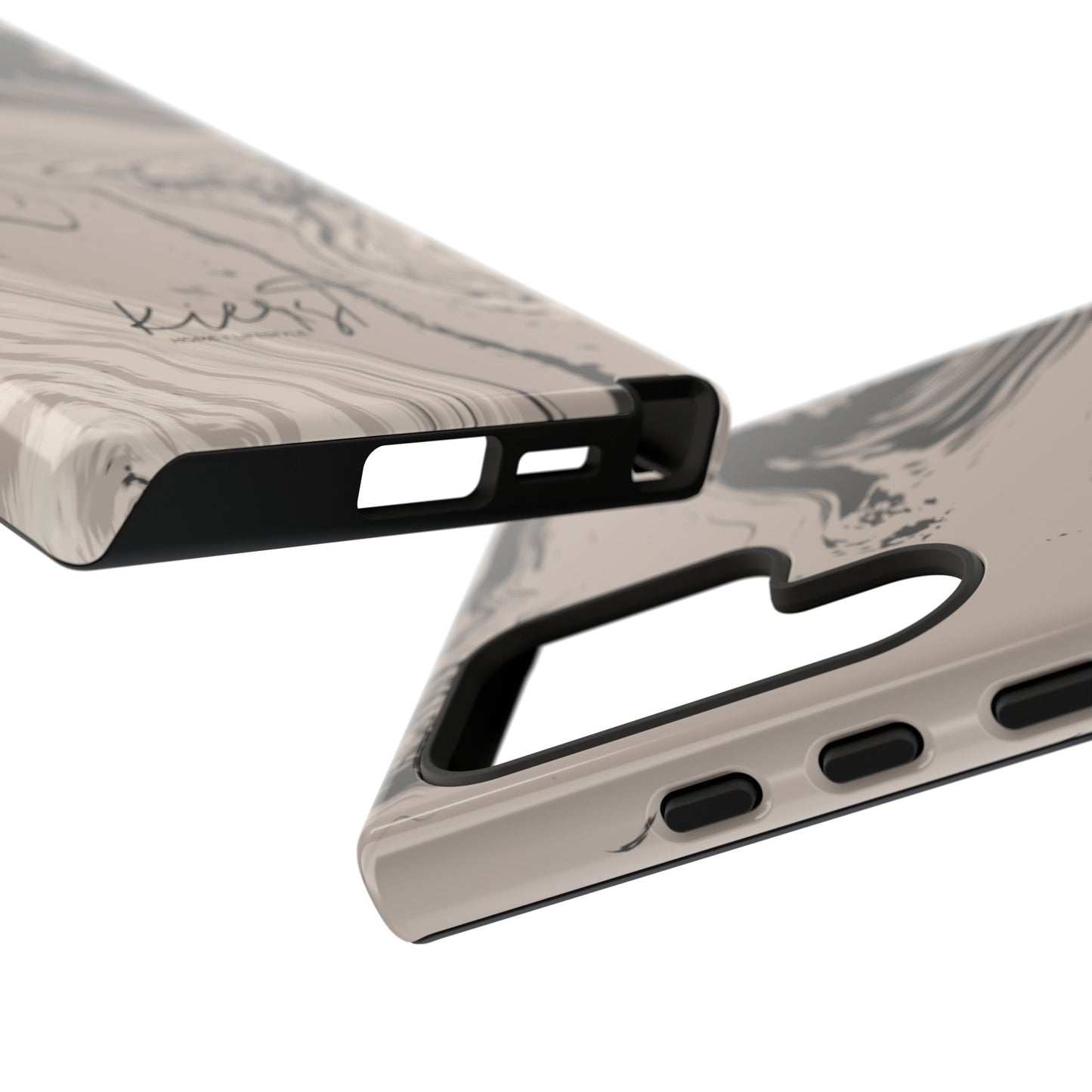 Cream, Grey, and Taupe Marble Samsung Galaxy Phone Case | Rich Swirls, Neutral Motion