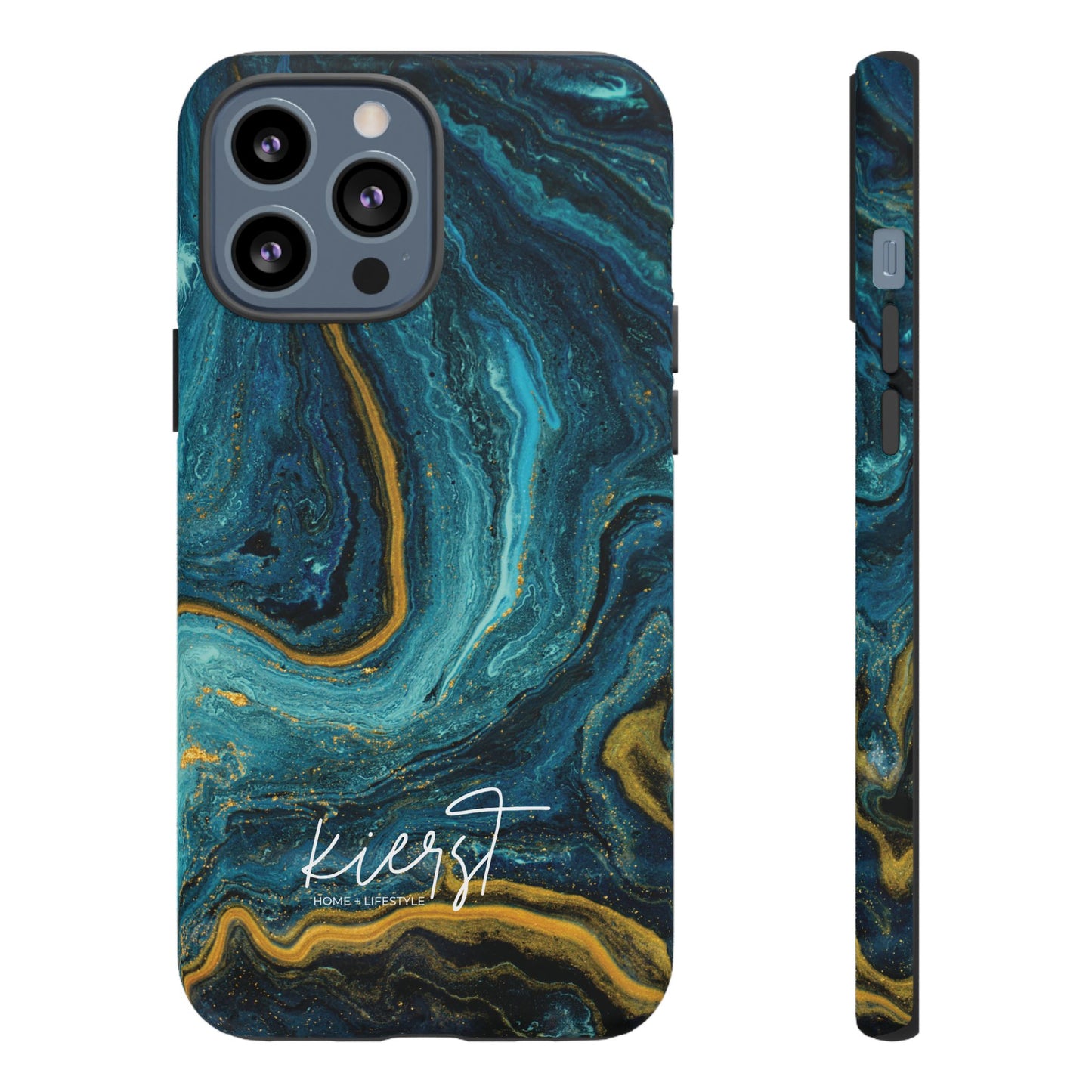 Gold & Teal Marble iPhone Case | Swirled Boldness, Everyday Luxury