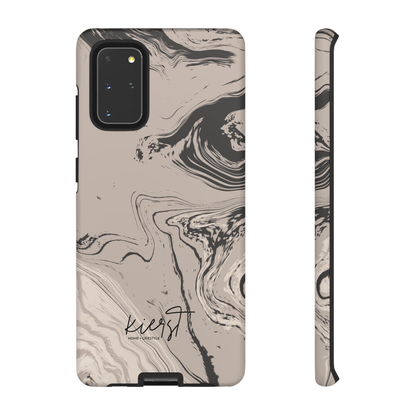 Cream, Grey, and Taupe Marble Samsung Galaxy Phone Case | Rich Swirls, Neutral Motion