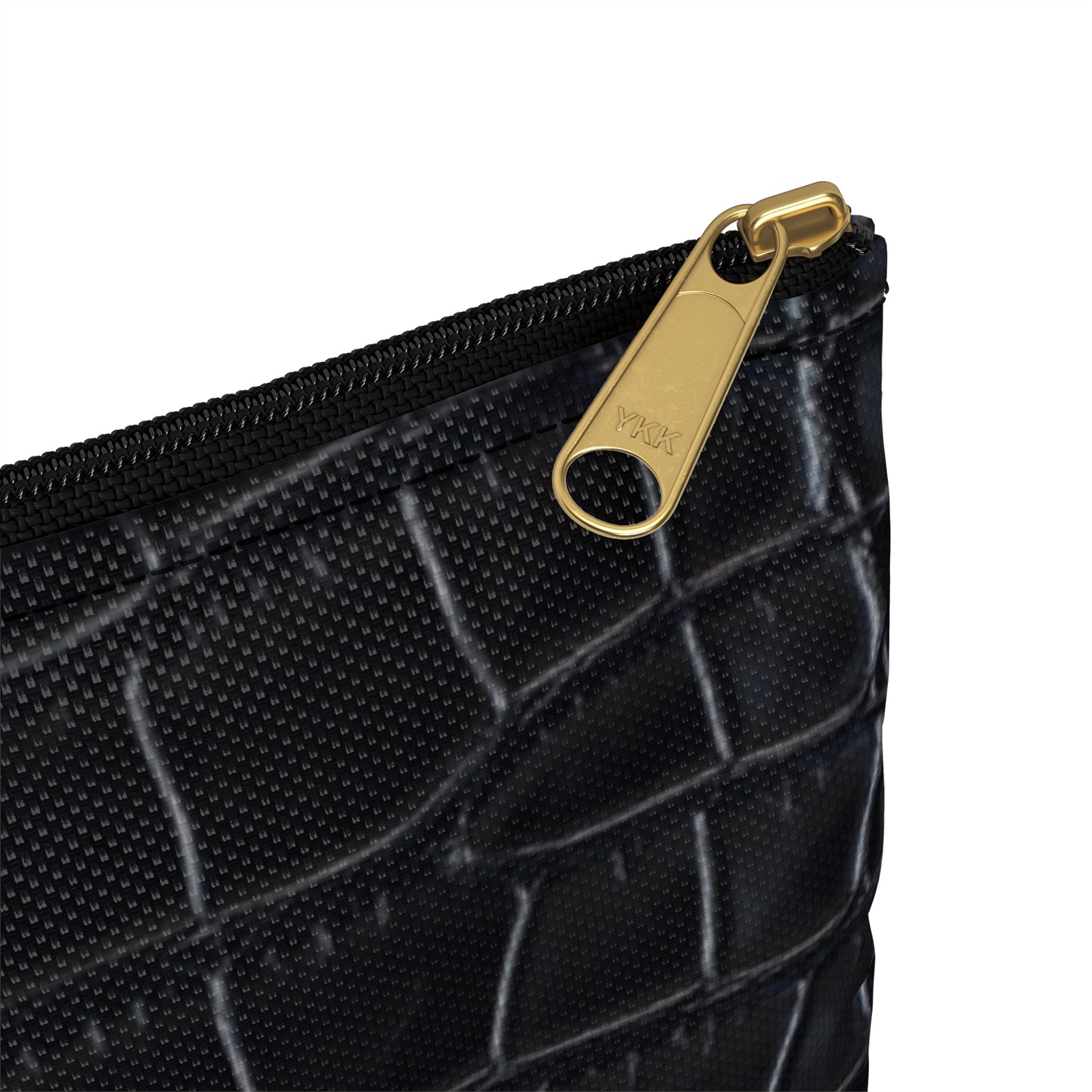 Black Crocodile Print Accessory Pouch | Luxe Texture Meets Practical Design