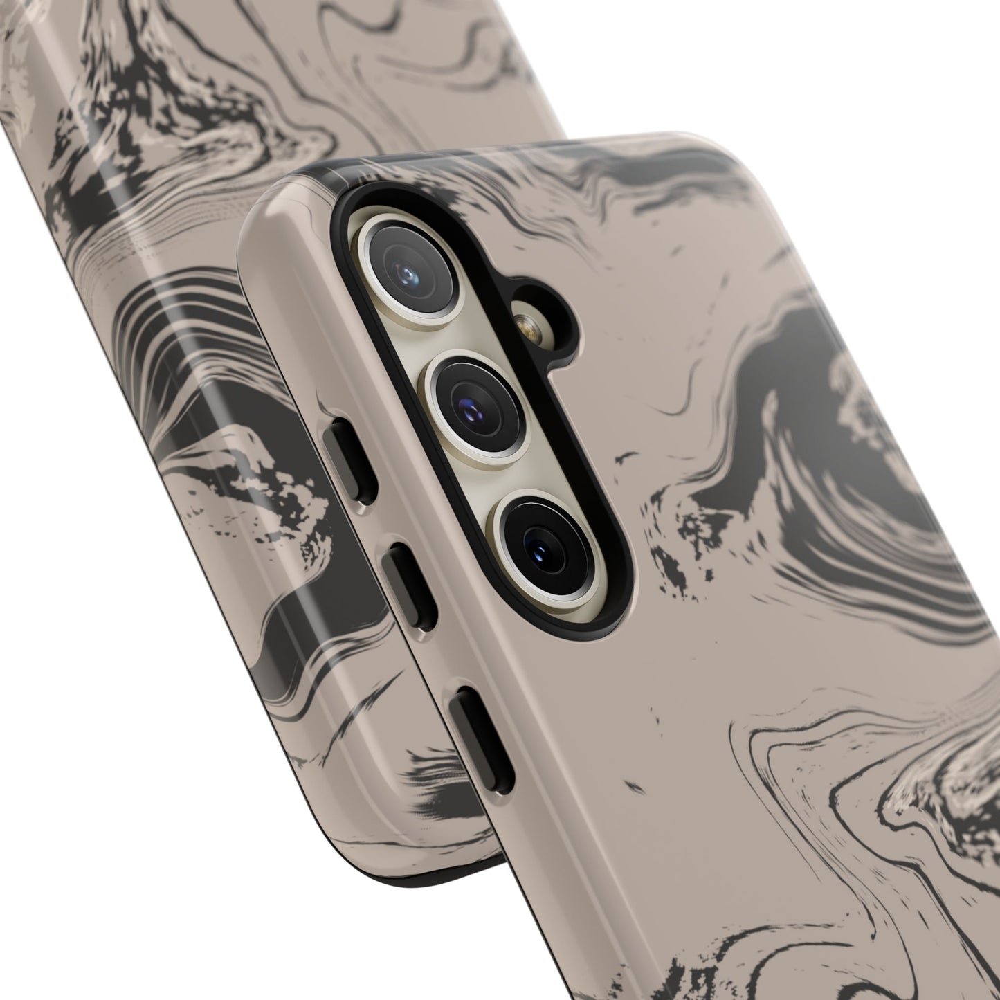 Cream, Grey, and Taupe Marble Samsung Galaxy Phone Case | Rich Swirls, Neutral Motion