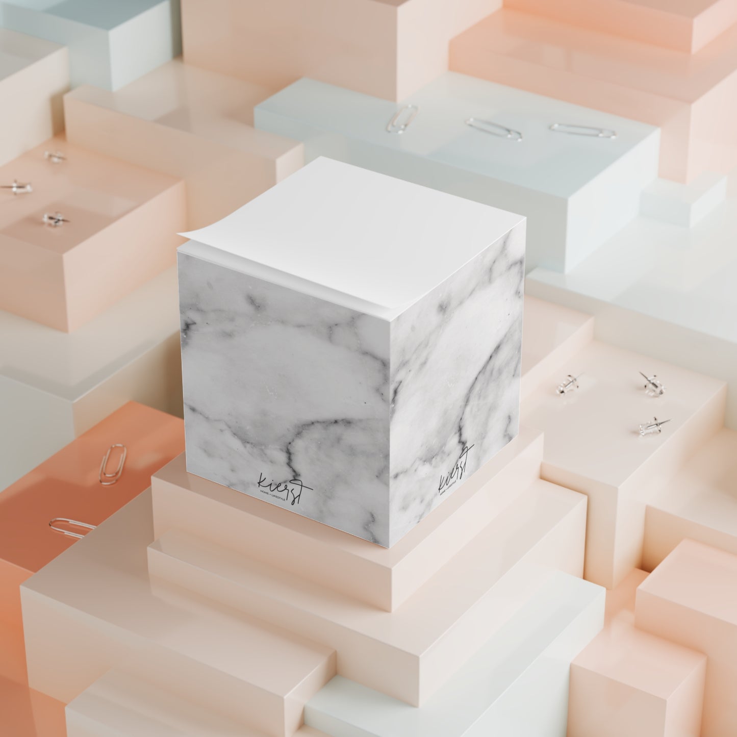 Lived-In Grey and White Marble Note Cube | Timeless Minimalism