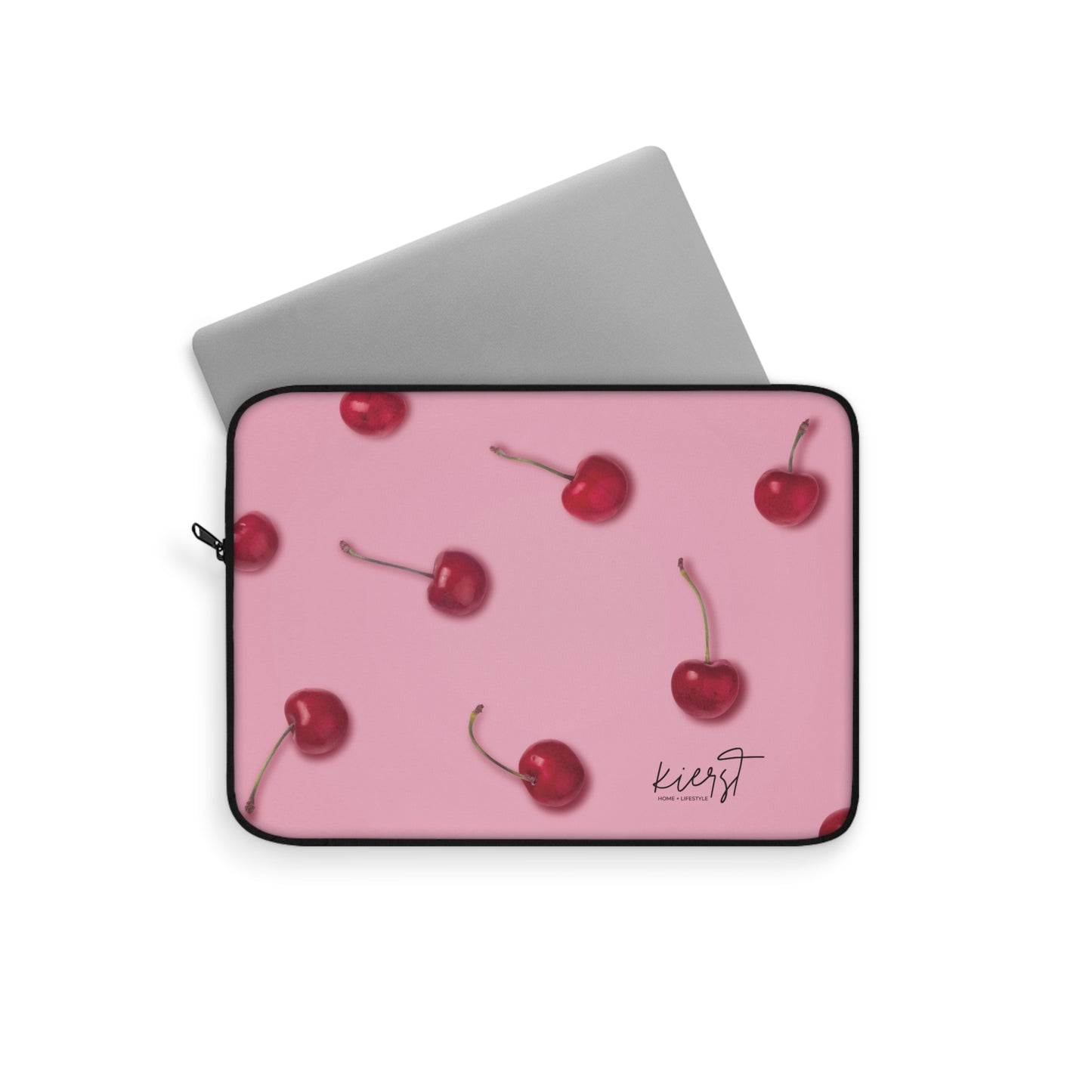 Cherries Laptop Sleeve | Pink Tech Accessory with Bold Fruit Print