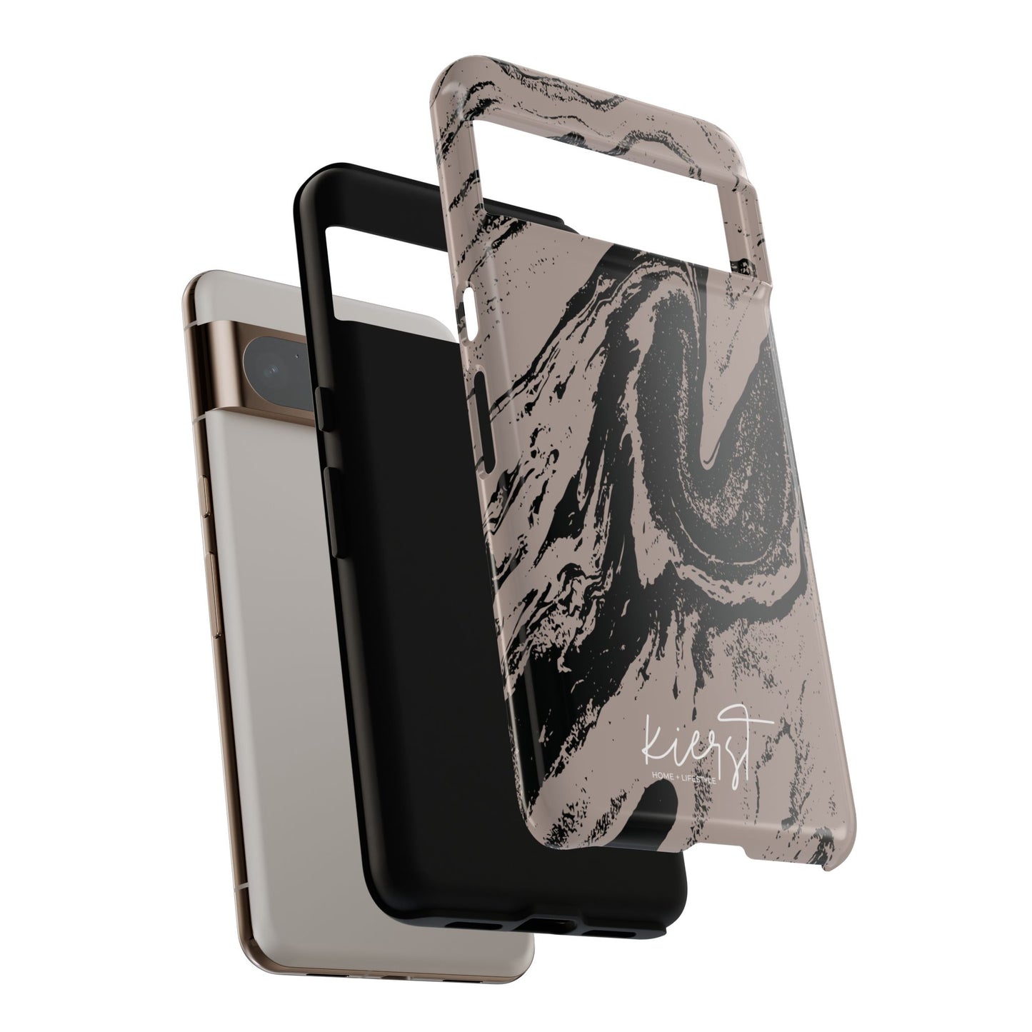 Taupe and Black Marble Google Pixel Phone Case | Artistic, Durable Protection For Your Pixel