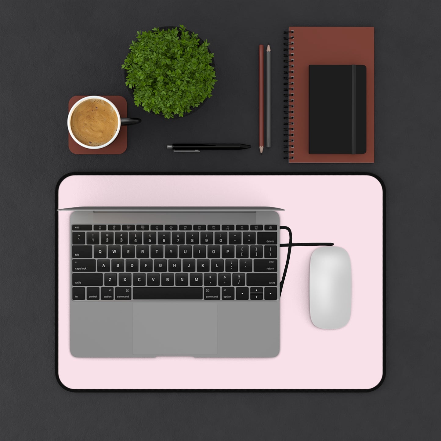 Signature Pink Desk Mat with kierst Logo | Luxe Brand-Inspired Workspace