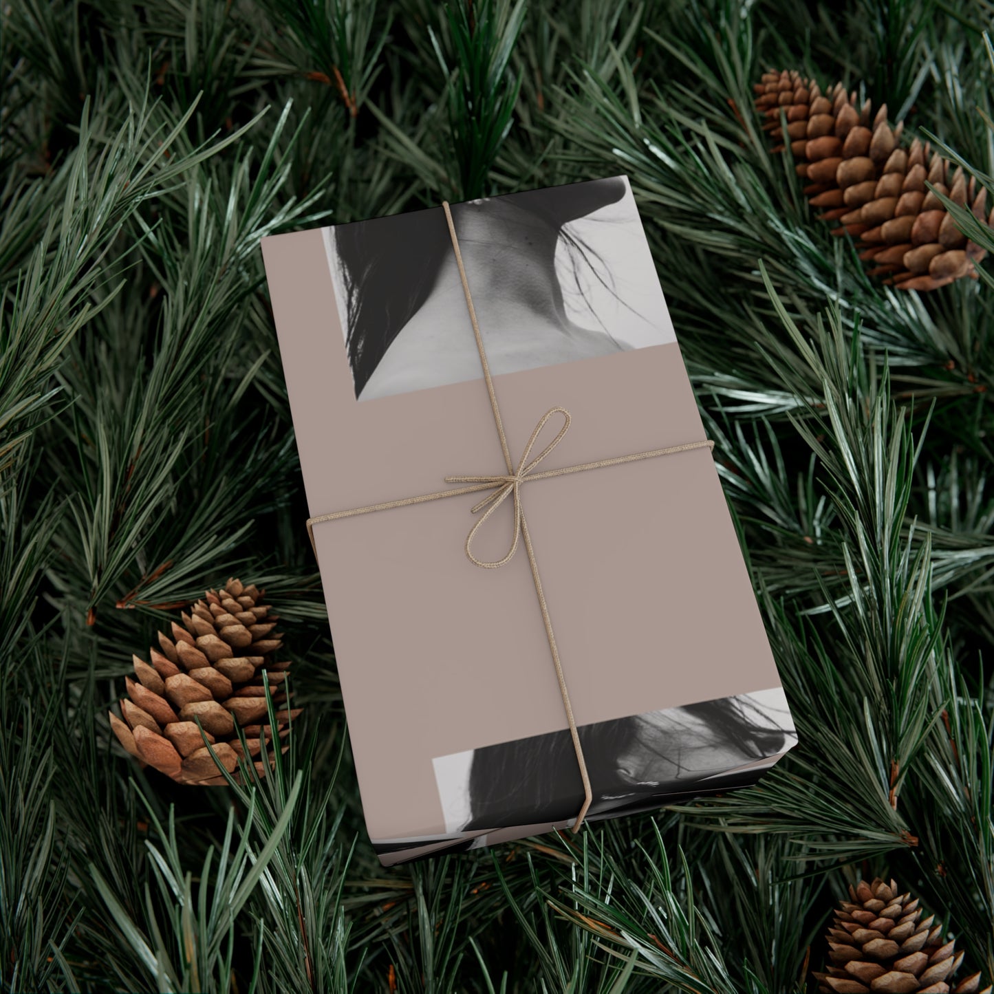 Black + White Fashion Portrait Wrapping Paper