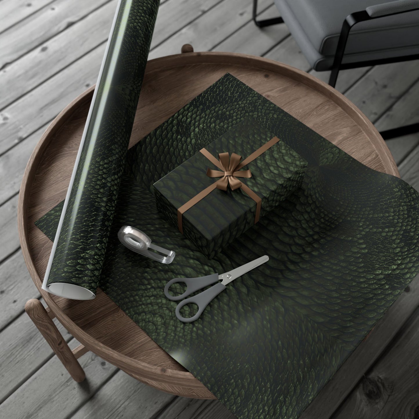 Deep Rich Green Snake Print Gift Wrapping Paper