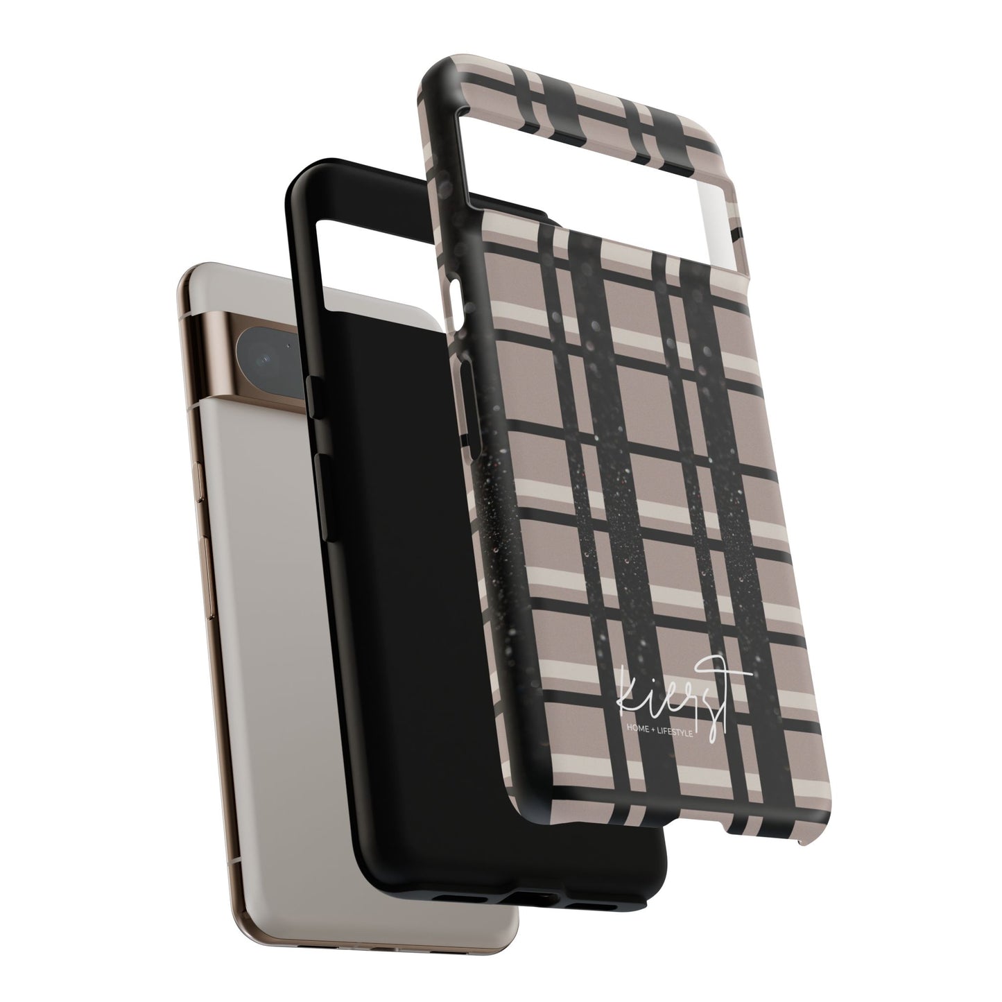 Elevated Neutrals Plaid Google Pixel Case | Taupe, Cream, & Black—Refined, Not Routine