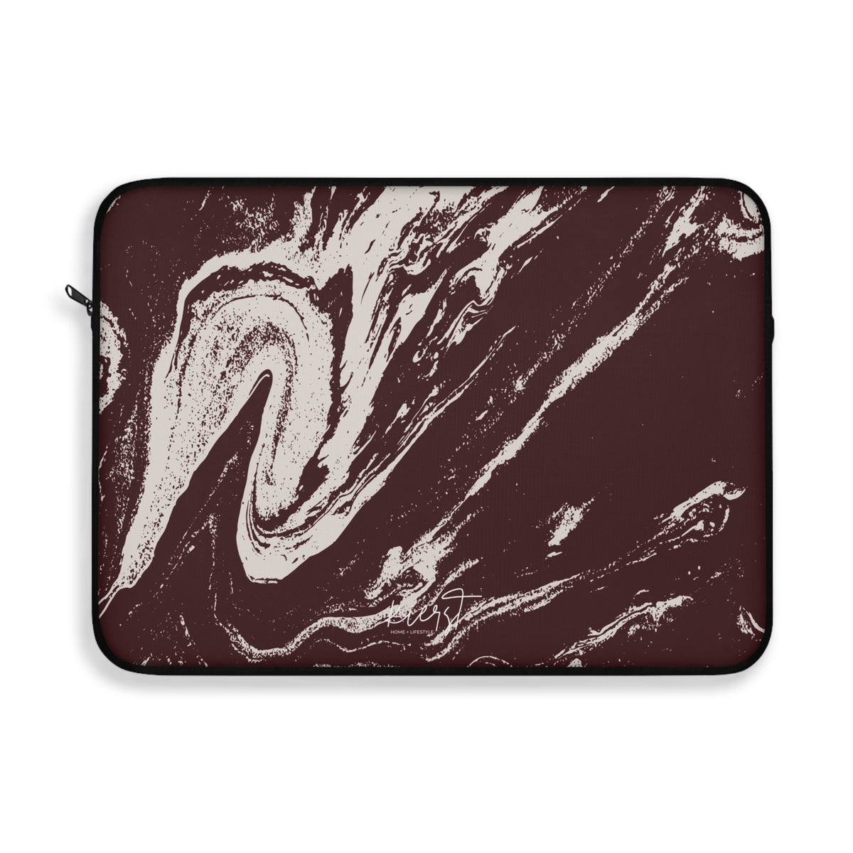 Cream Marble on Signature Velvet Noir Laptop Sleeve