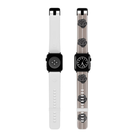Black Roses Apple Watch Band – Taupe Stripe Elegance