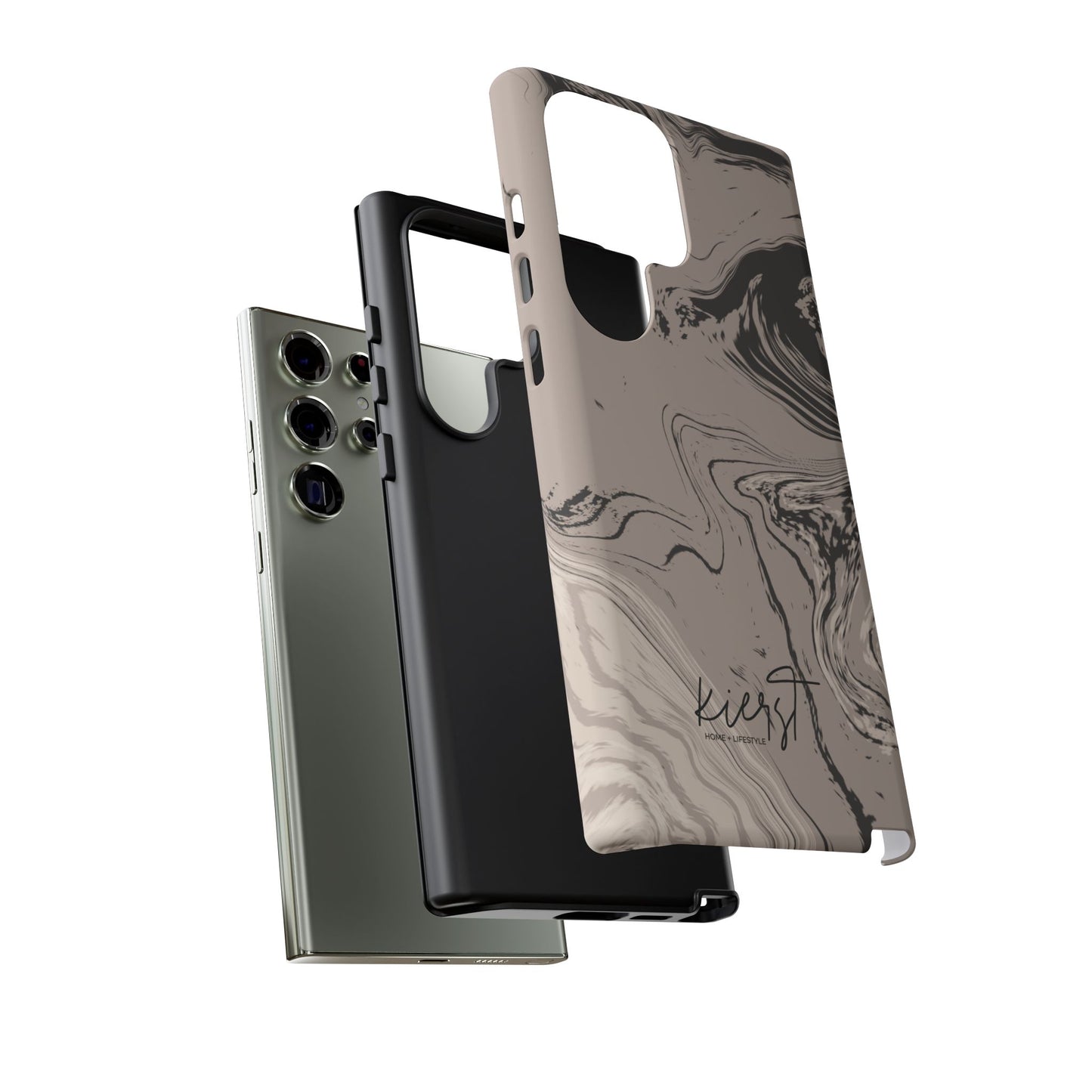 Cream, Grey, and Taupe Marble Samsung Galaxy Phone Case | Rich Swirls, Neutral Motion