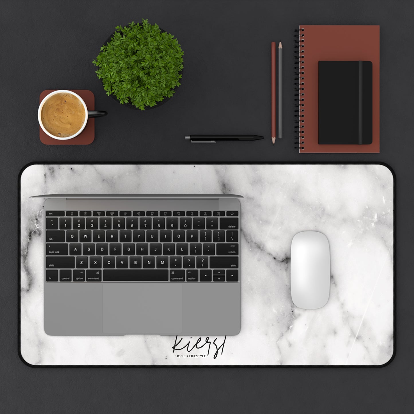 Lived-In White and Grey Marble Desk Mat | Softly Styled Workspace Staple