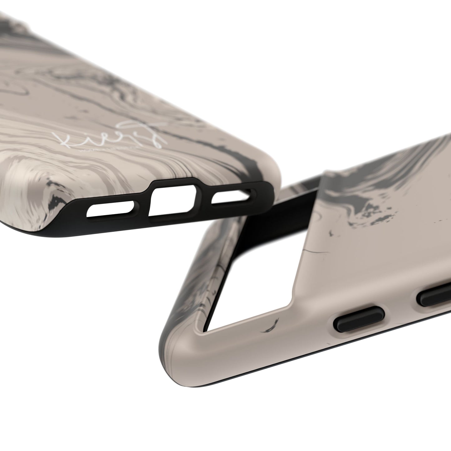 Cream, Grey, and Taupe Marble Google Pixel Case | Grounded Neutrals, Expressive Detail