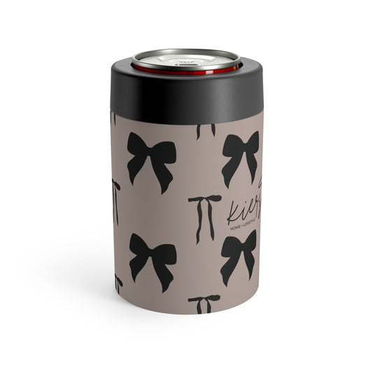 Black Bows on Taupe Can Holder – Understated Elegance, Everyday Function