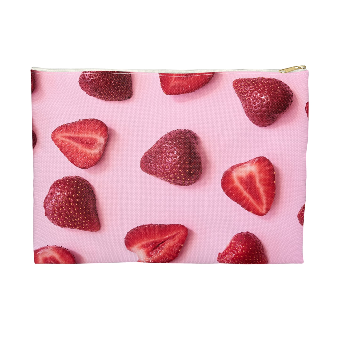 Strawberries Accessory Pouch β Limited Edition Fresh Cut Print on Vibrant Pink