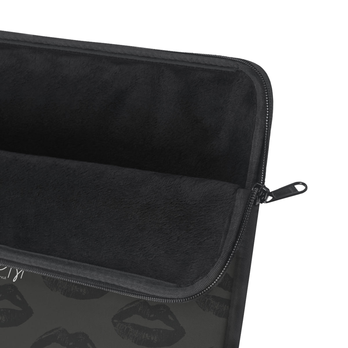 Black Lips on Charcoal Laptop Sleeve | Bold & Moody Tech Accessory