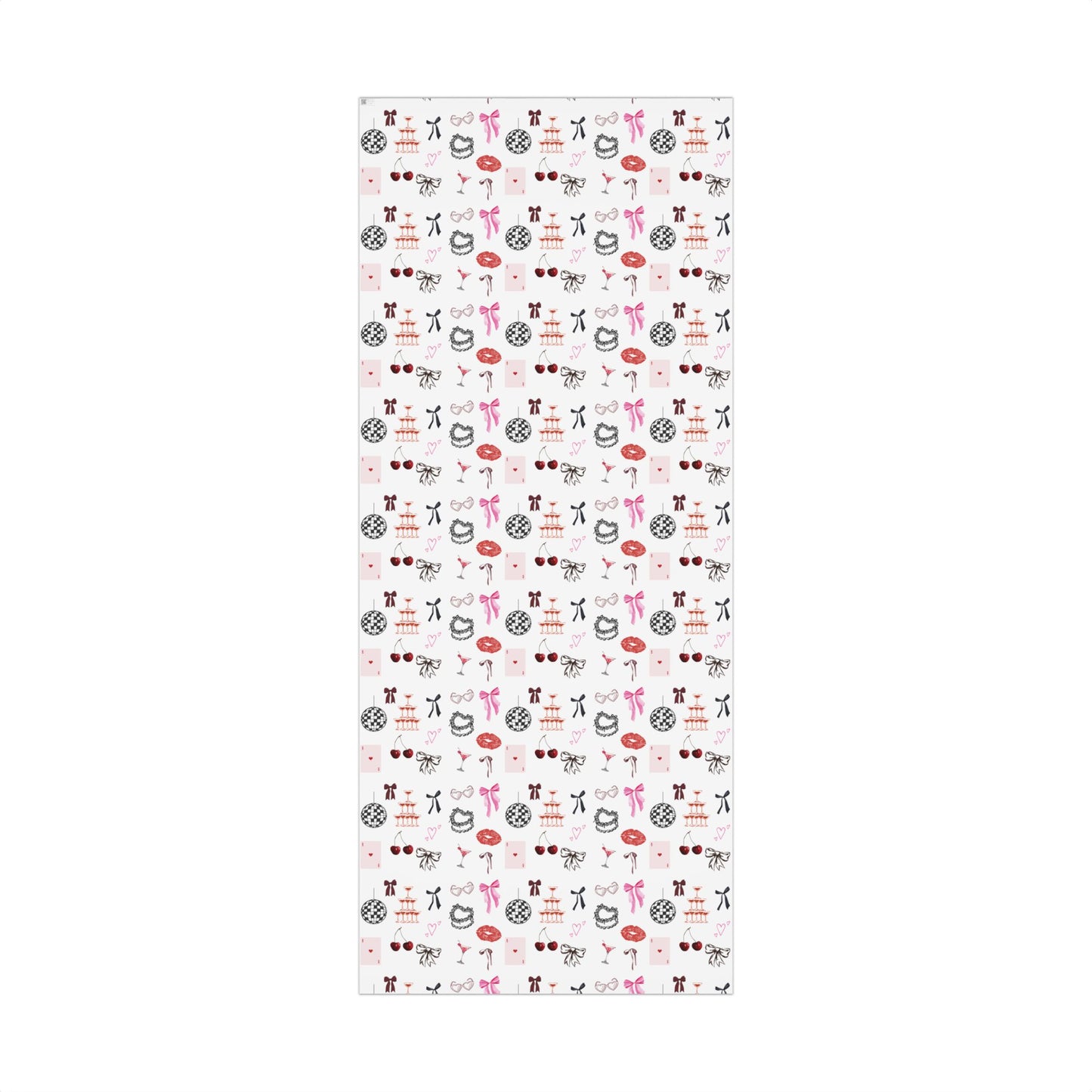Edge of Romance Wrapping Paper | White Background Gift Wrap with Chic Sticker-Inspired Design