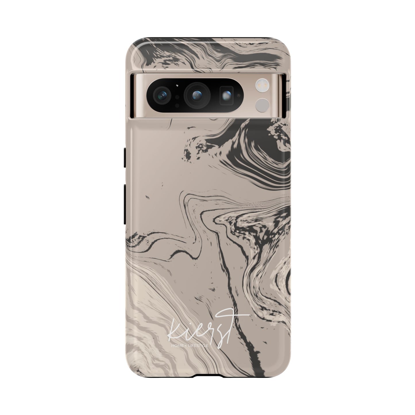 Cream, Grey, and Taupe Marble Google Pixel Case | Grounded Neutrals, Expressive Detail