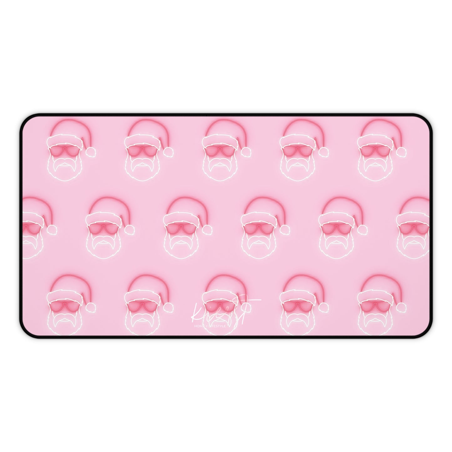 Neon Sign Santa on Pink Desk Mat
