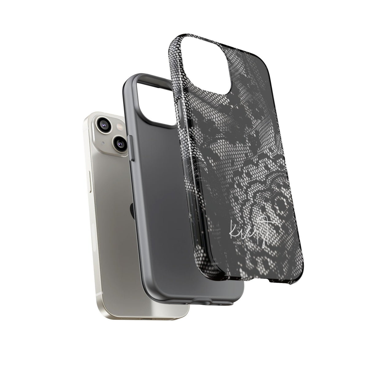 Black + White Lace Print iPhone Case