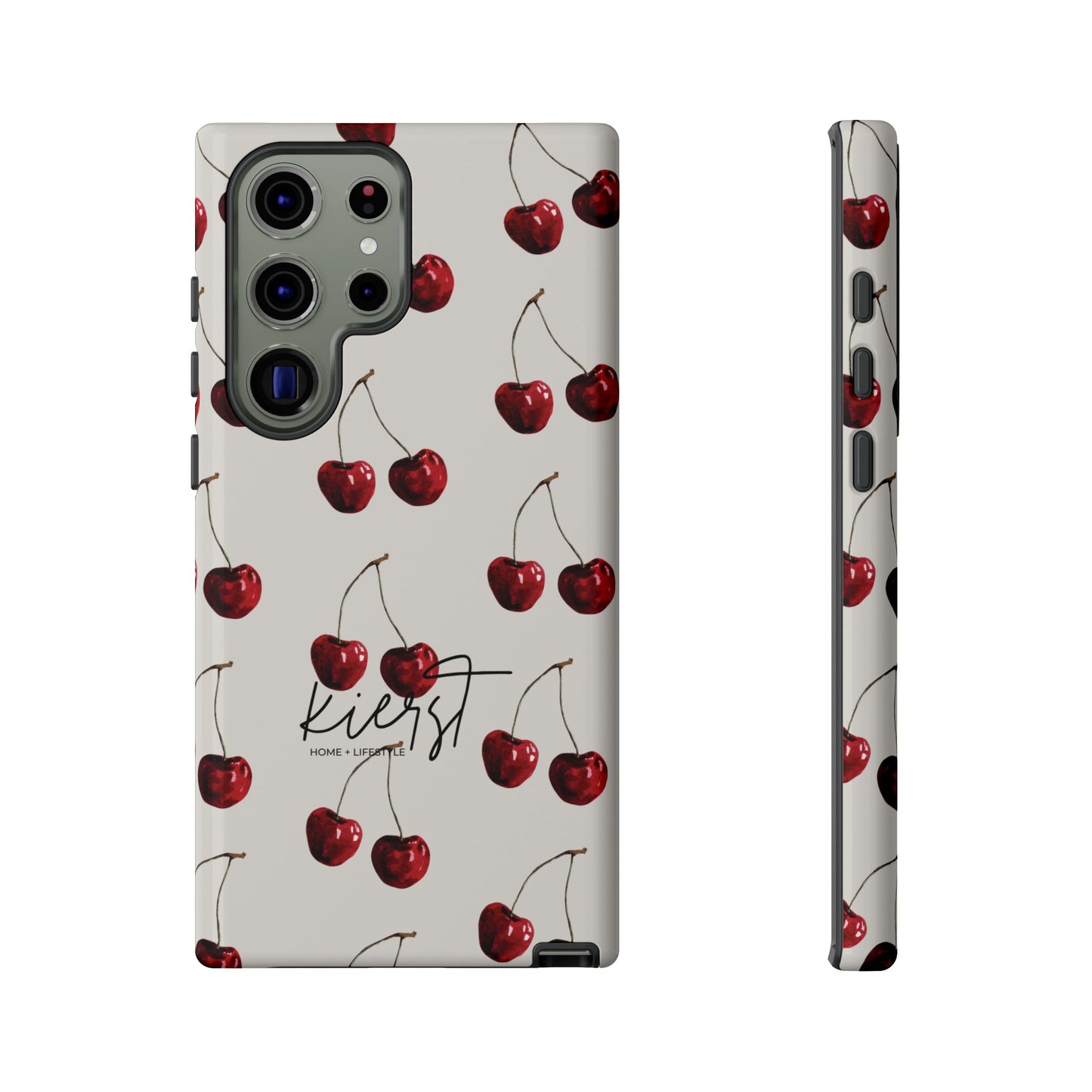 Moody Cherry Stems on White Bone Samsung Galaxy Case | Understated Luxury With A Playful Bite