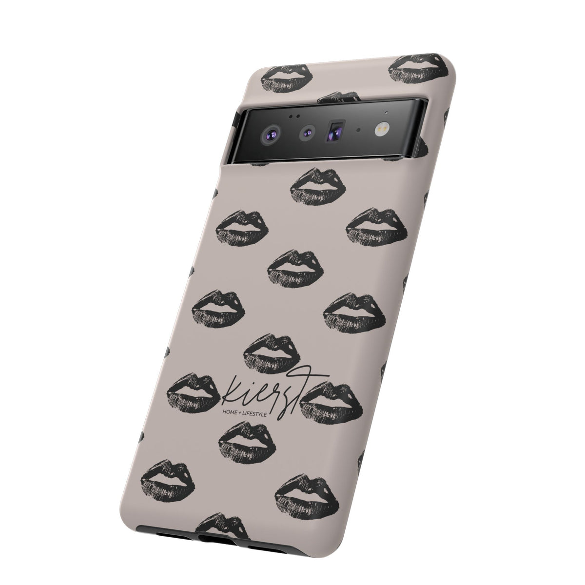 Black Lips on Oat Google Pixel Case | Minimalist Neutrals with a Bold Edge