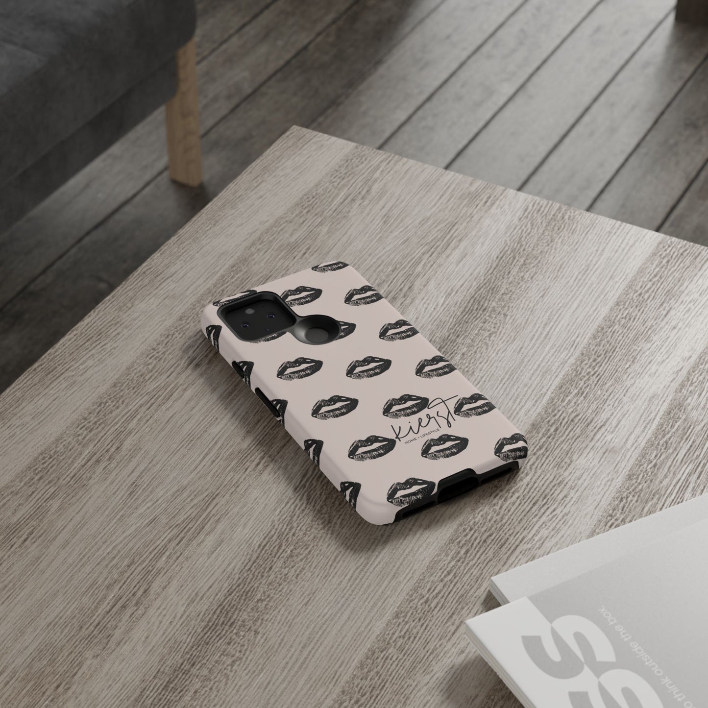 Black Lips on Oat Google Pixel Case | Minimalist Neutrals with a Bold Edge