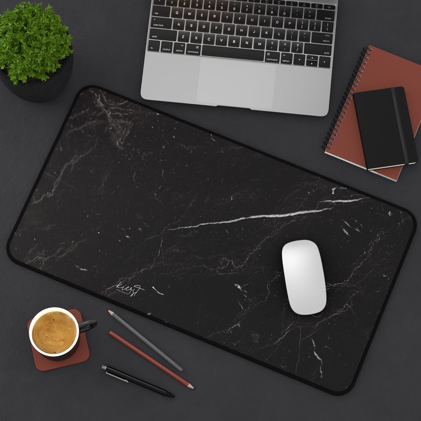Black Marble Desk Mat | Luxe Workspace Essential