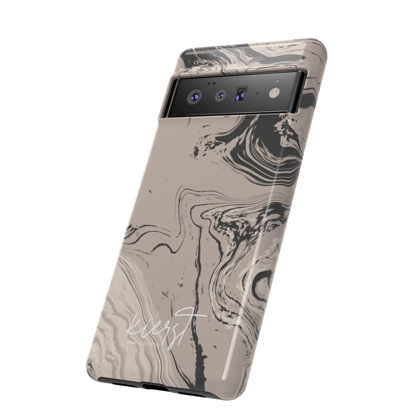 Cream, Grey, and Taupe Marble Google Pixel Case | Grounded Neutrals, Expressive Detail