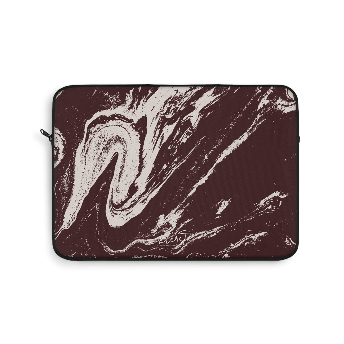 Cream Marble on Signature Velvet Noir Laptop Sleeve