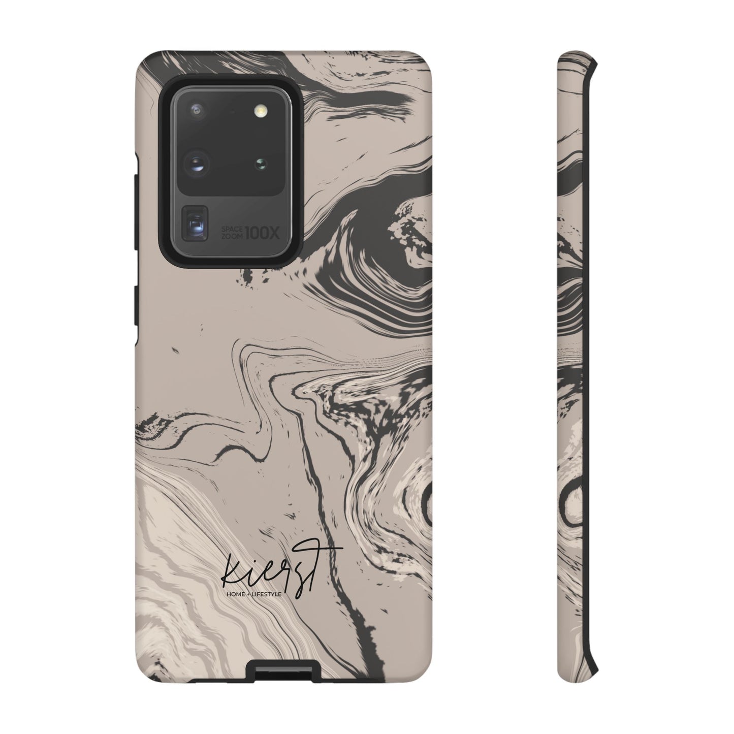 Cream, Grey, and Taupe Marble Samsung Galaxy Phone Case | Rich Swirls, Neutral Motion