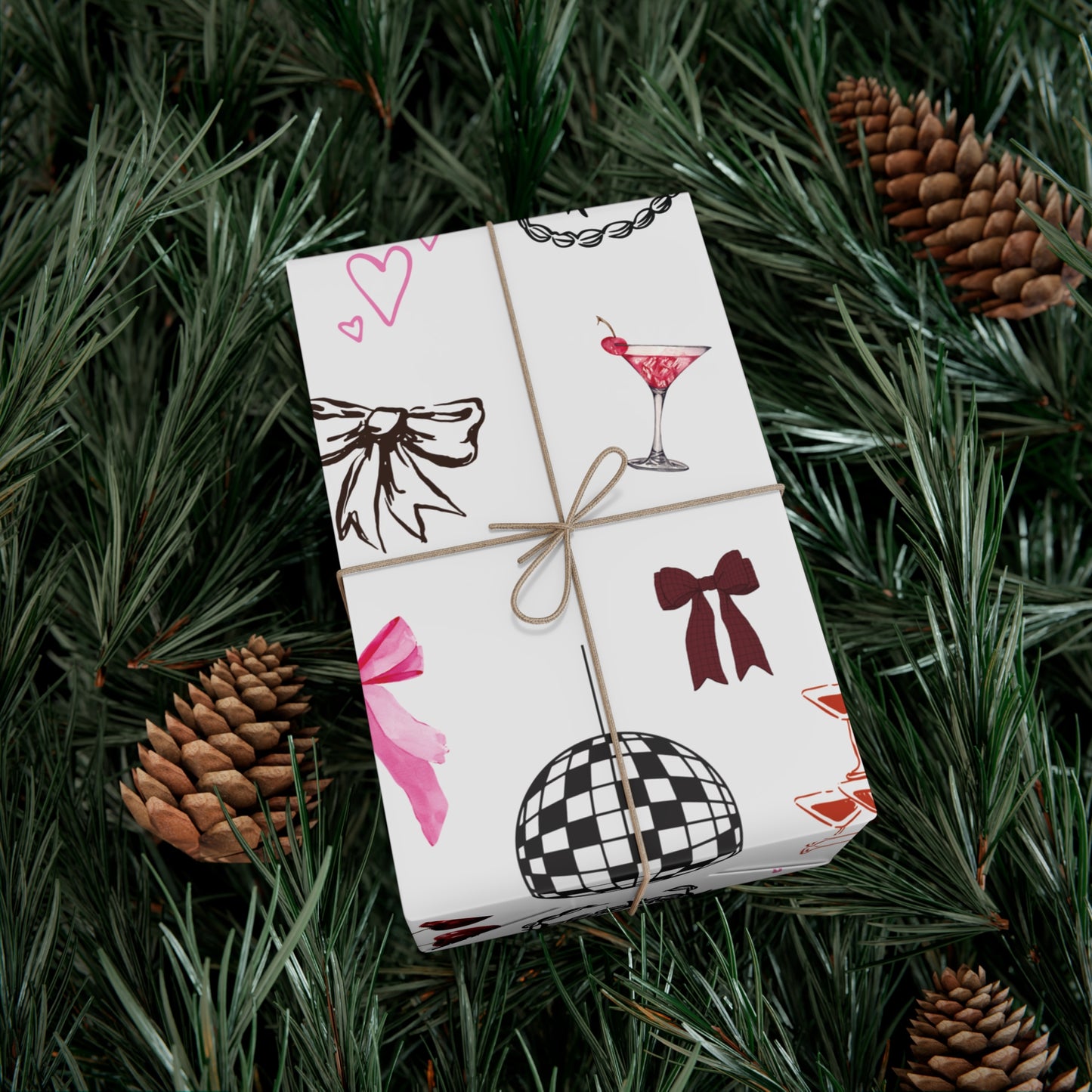 Grey Edge of Romance Wrapping Paper | Glamorous Sticker-Inspired Gift Wrap