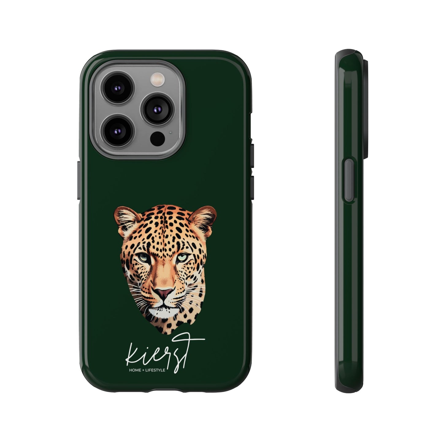 Leopard Head on Signature Midnight Pine iPhone Case | Designed to Stand Out