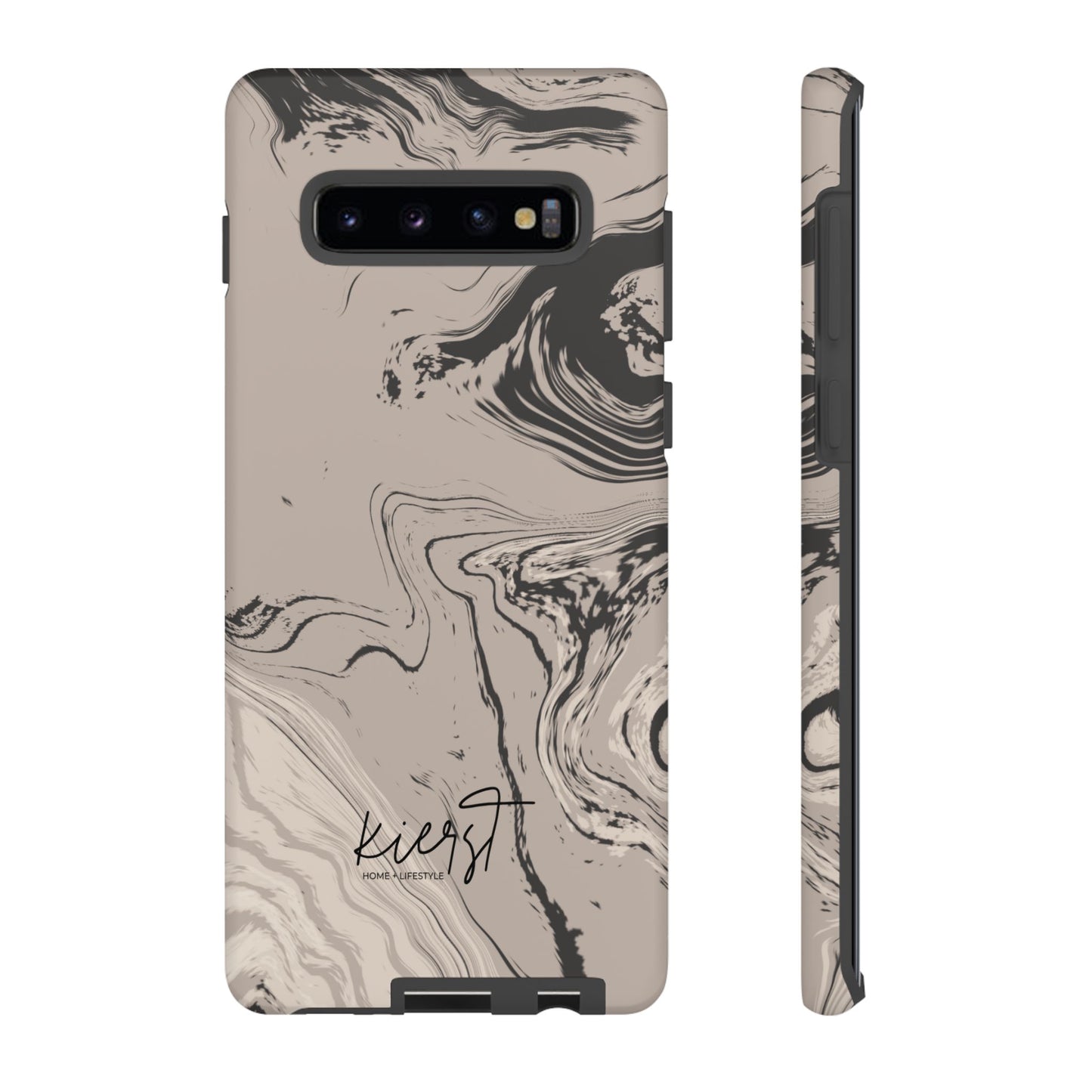 Cream, Grey, and Taupe Marble Samsung Galaxy Phone Case | Rich Swirls, Neutral Motion