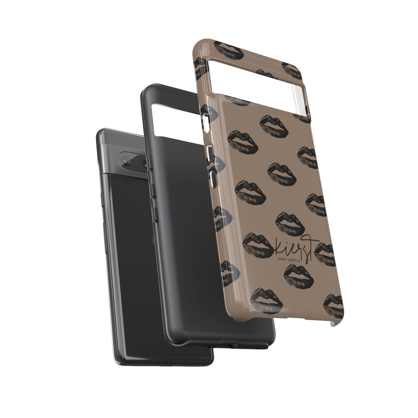 Black Lips on Mocha Google Pixel Phone Case | Soft Edge, Bold Energy