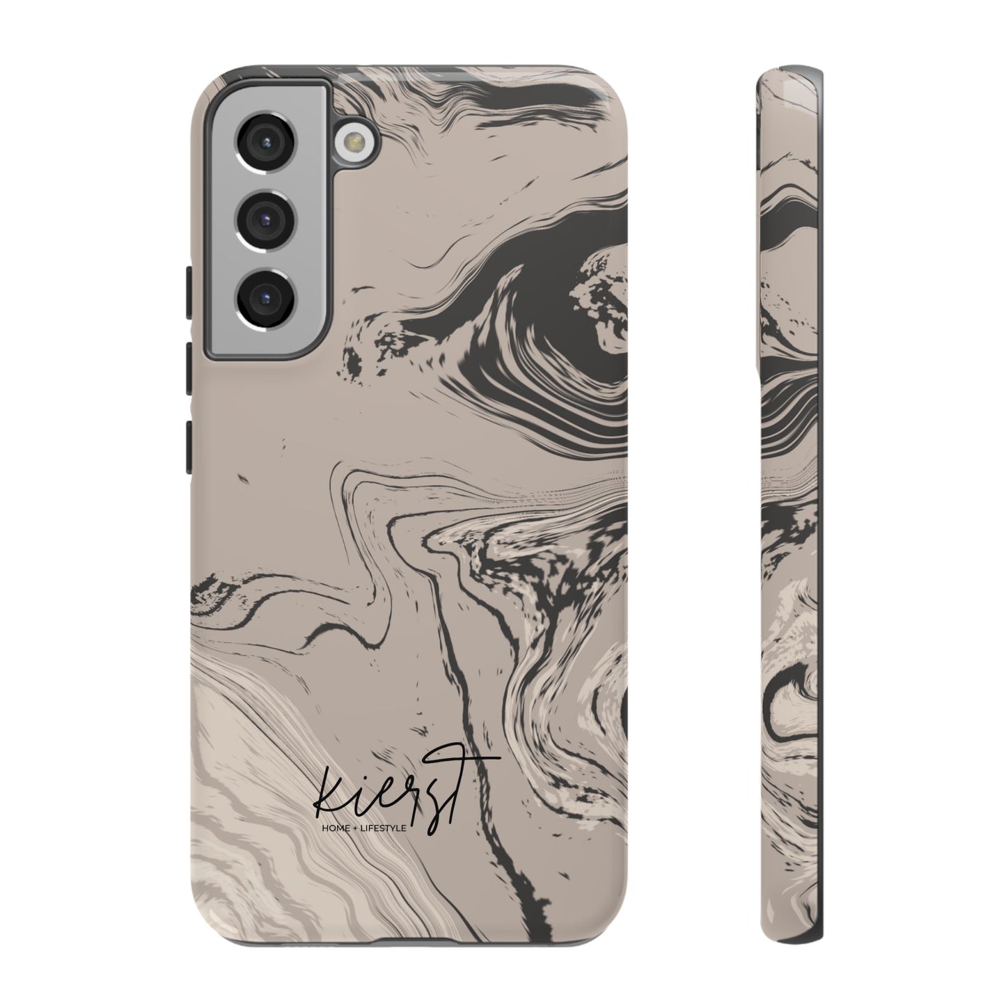 Cream, Grey, and Taupe Marble Samsung Galaxy Phone Case | Rich Swirls, Neutral Motion