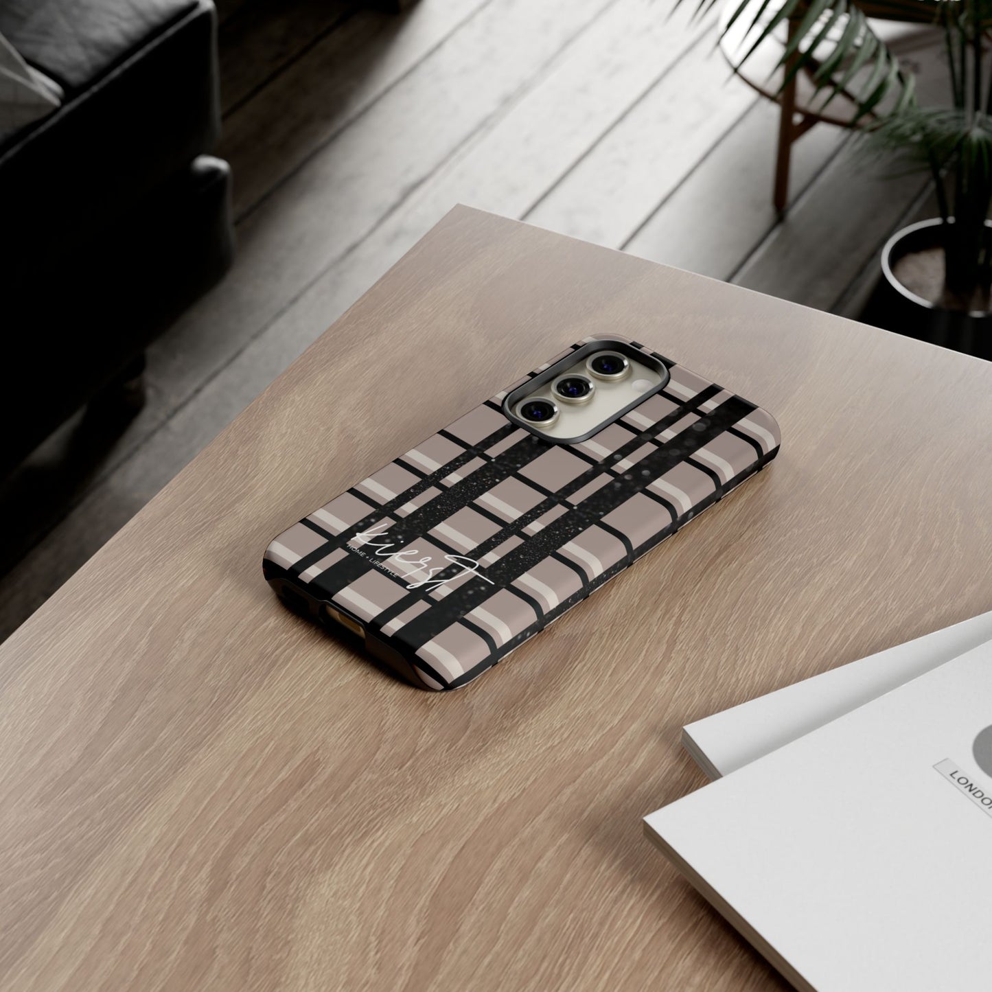 Elevated Neutrals Plaid Samsung Galaxy Case | Structured Style, Soft Edge
